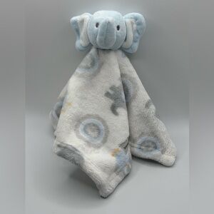 2016 Blankets and Beyond Elephant Owl white blue gray lovey security Blanket 13”